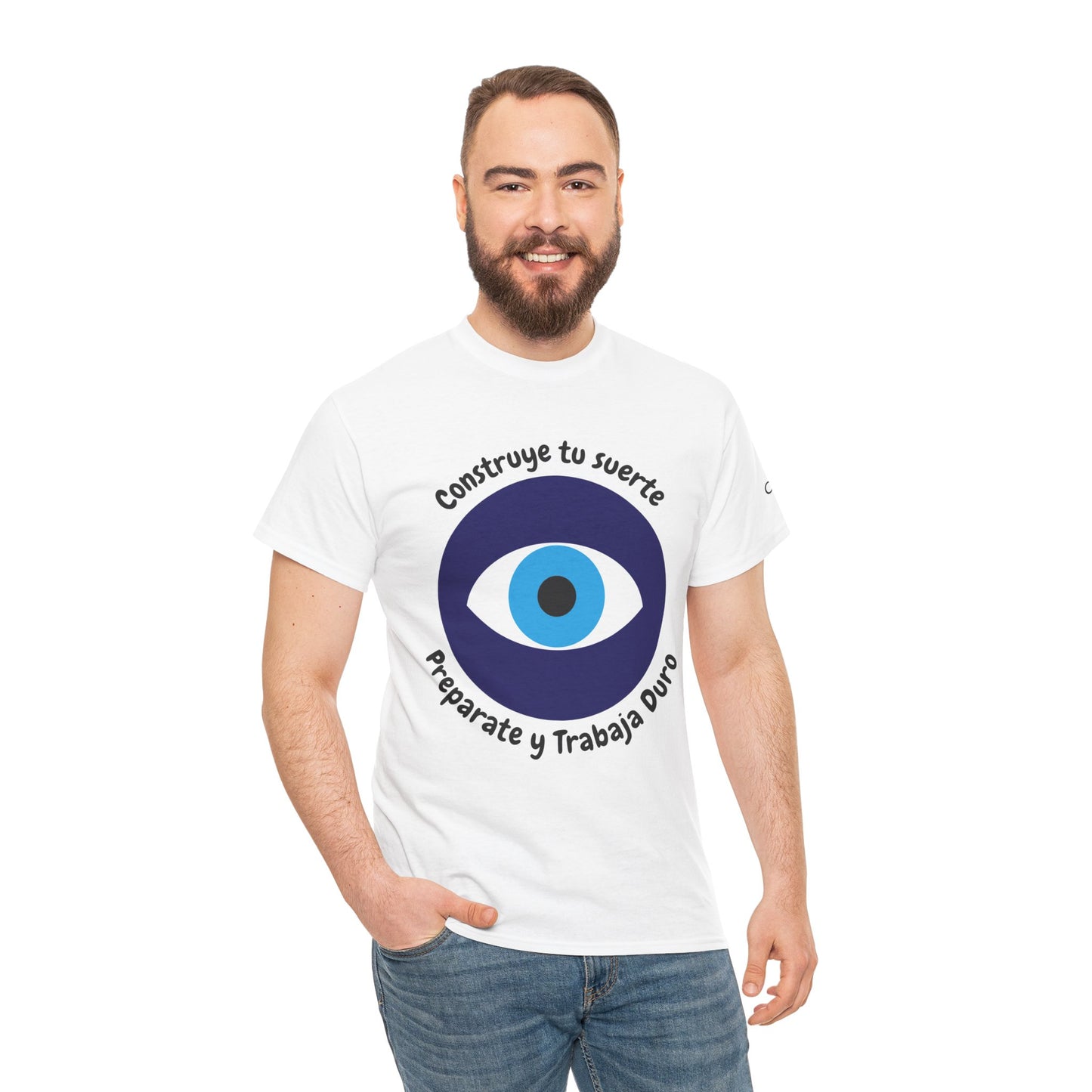 Camiseta inspiradora de algodón pesado unisex - Diseño "Construye tu Suerte"