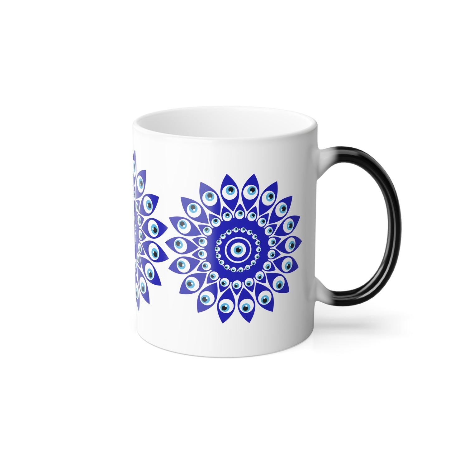 Mandala Azul Diseño Ojos Turcos de la Suerte - Taza de Café cambia Color - 11oz