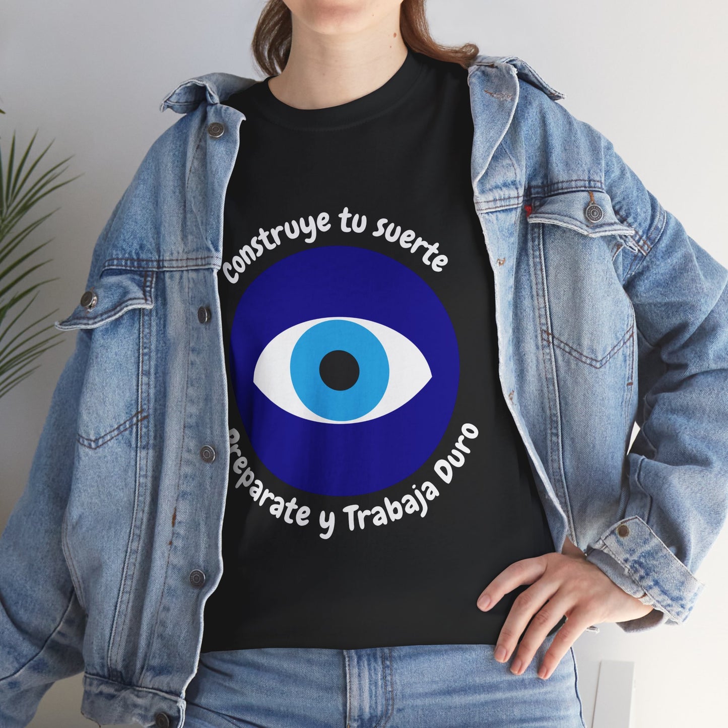 Camiseta inspiradora de algodón pesado unisex - Diseño "Construye tu Suerte"