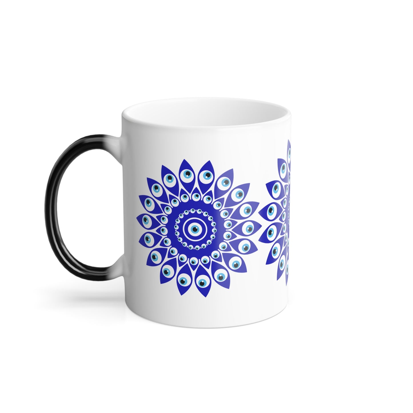 Mandala Azul Diseño Ojos Turcos de la Suerte - Taza de Café cambia Color - 11oz